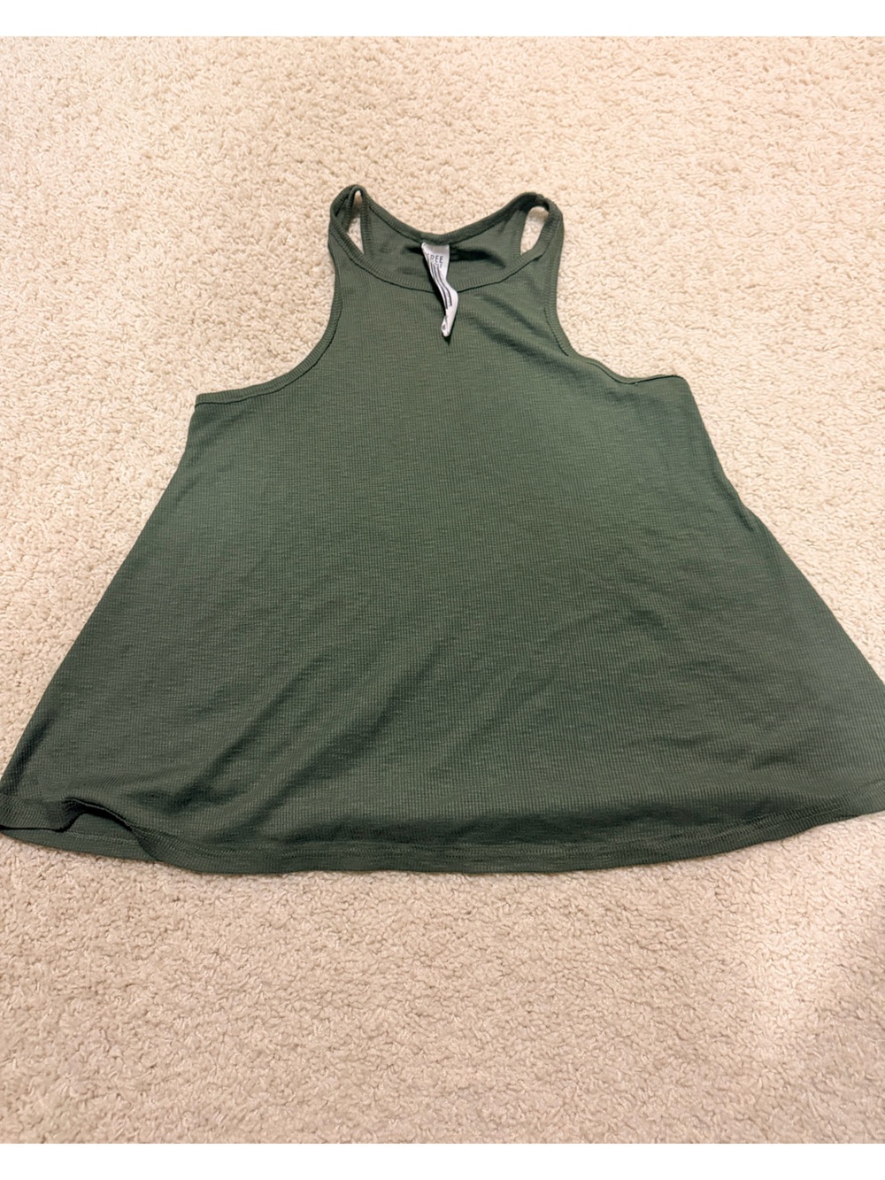 Free People Olive Green Ribbed Racerback Tank